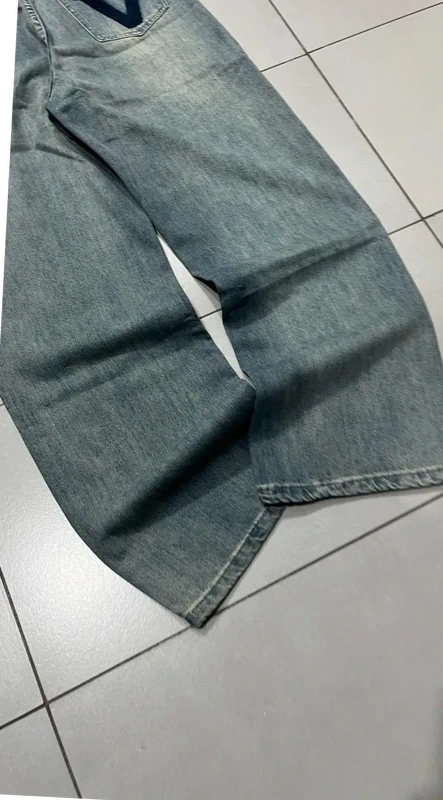 Denim Jeans Baggy Fit Embroidered "V" Blu wash (XS)