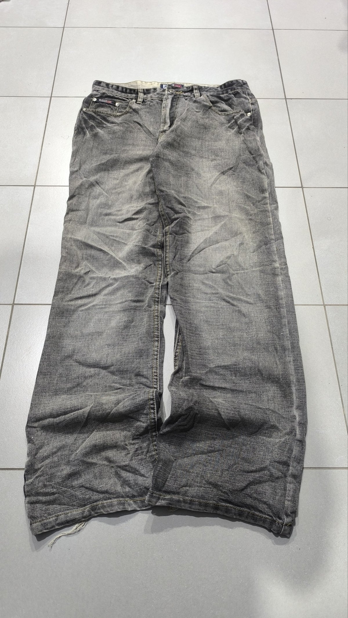 Jeans Gamba Ampia Grigio Slavato Vintage Y2K Uomo (M) — foto 6