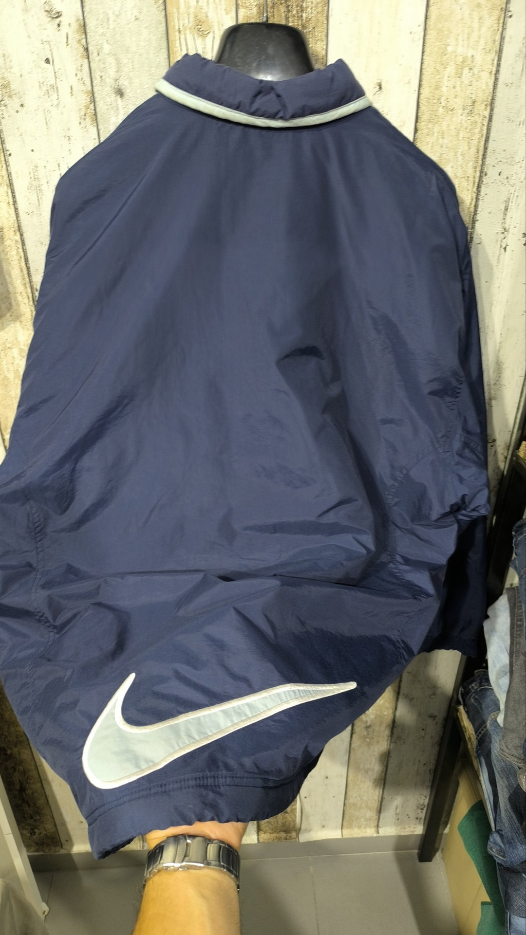 Giacca a vento Nike Zip intera Collo alto Blu navy Vintage Y2K (XXL) — foto 7