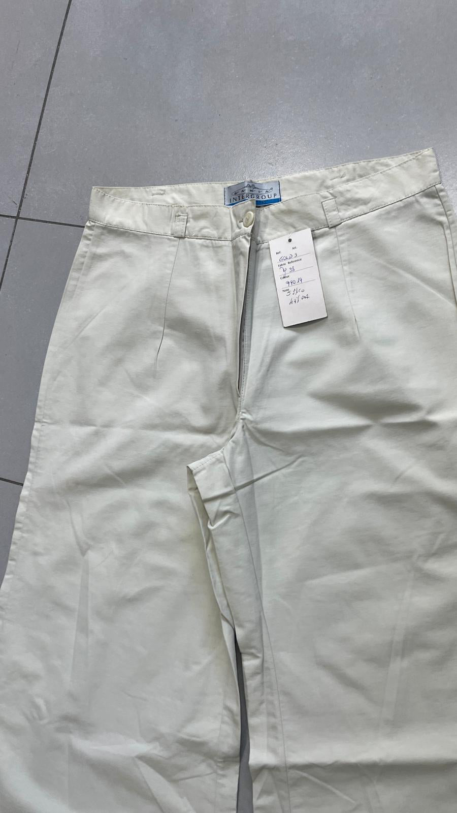 Pantaloni INTERGROUP Gamba Ampia Dritta Avorio Chiaro Vintage Y2K (S) — foto 3