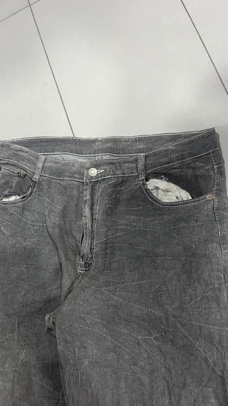 Jeans Grigio Scuro Ricamo Drago Vintage Y2K (41) — foto 6