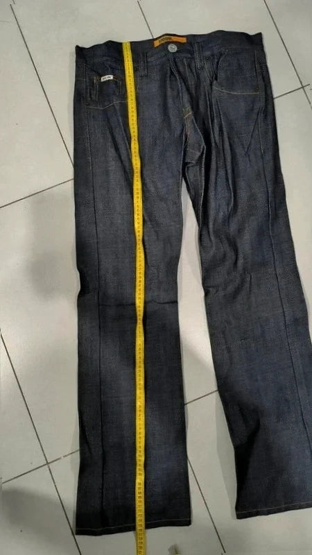 Raw Denim Jeans Embroidered Baggy Fit (XL)