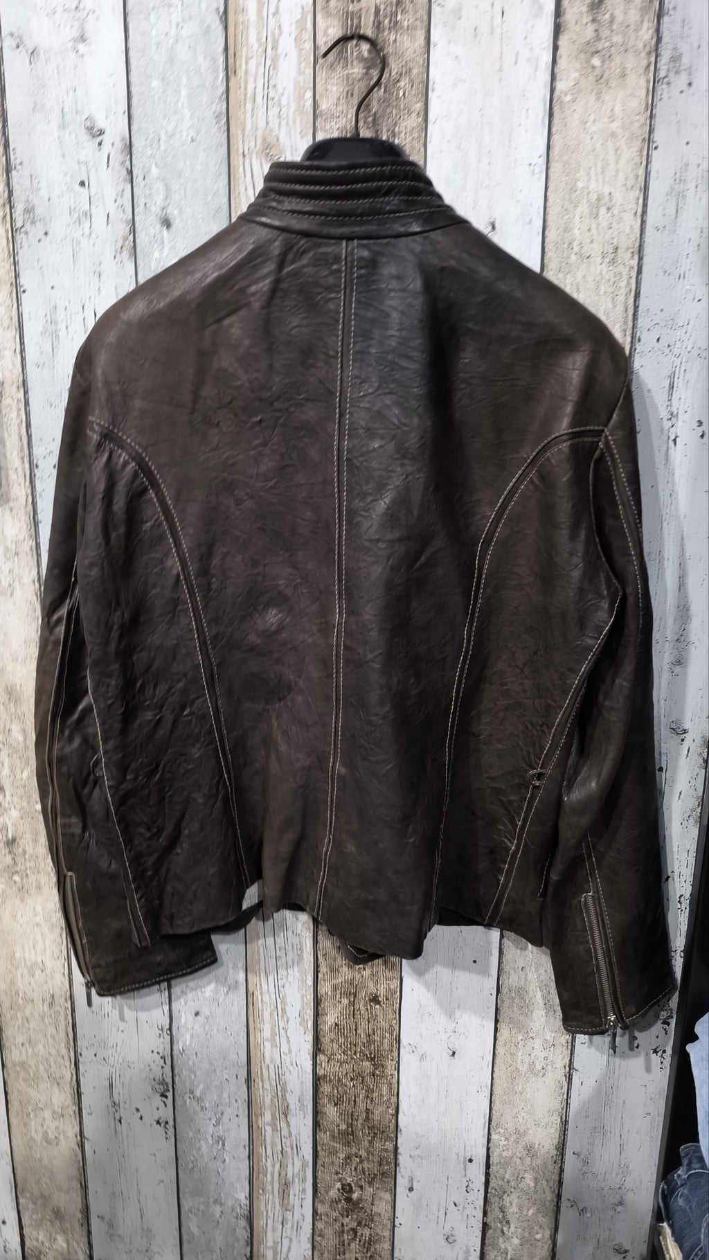 Giacca in similpelle The Sign of Quality marrone scuro, zip e collo alto Vintage Y2K (58) — foto 6