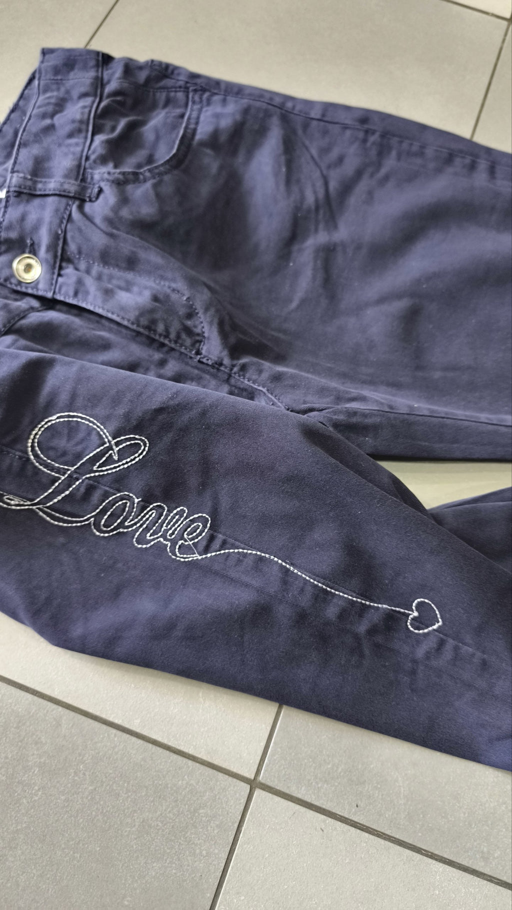 Love Moschino Pantaloni Blu Scuro Ricamo Love Vintage Y2K (29) — foto 8