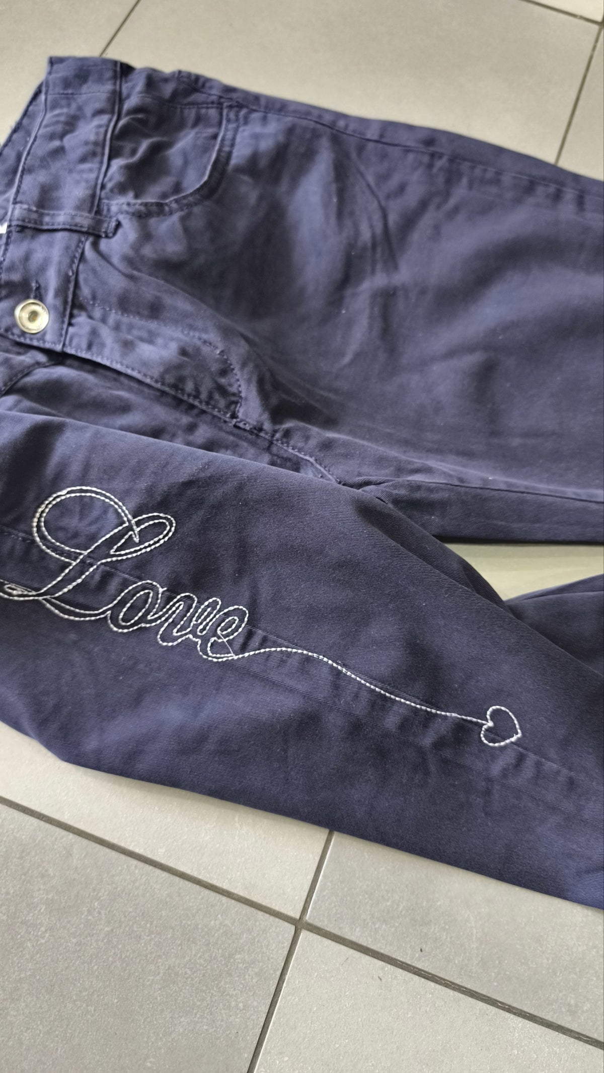 Love Moschino Pantaloni Blu Scuro Ricamo Love Vintage Y2K (29) — foto 8