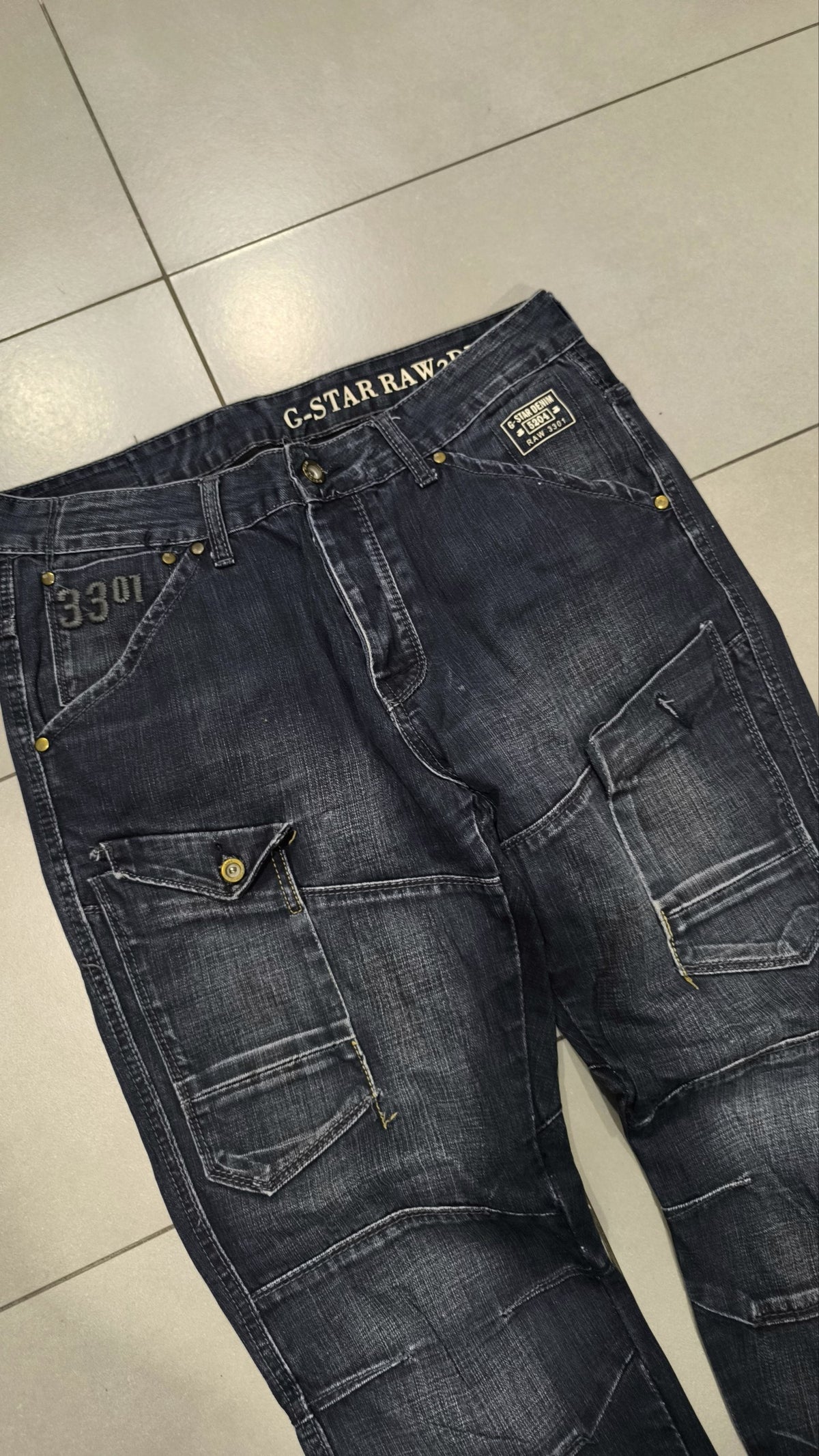 G-Star Jeans Cargo Denim Blu Scuro Vintage Y2K Uomo — foto 6