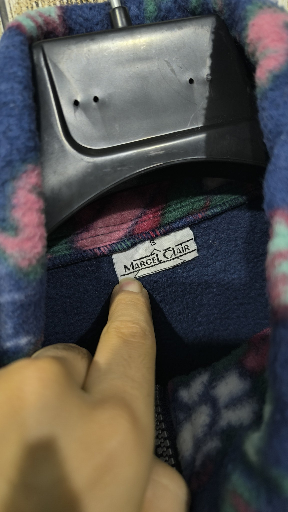 Pile Quarter Zip Marcel Clair Blu Navy Floreale Geometrico Vintage Y2K (S) — foto 5