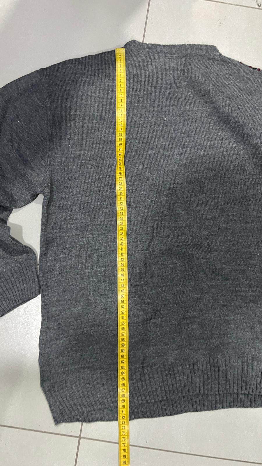Maglione Girocollo SR Bella Kapellen Grigio Righe Vintage Y2K (XL) — foto 7