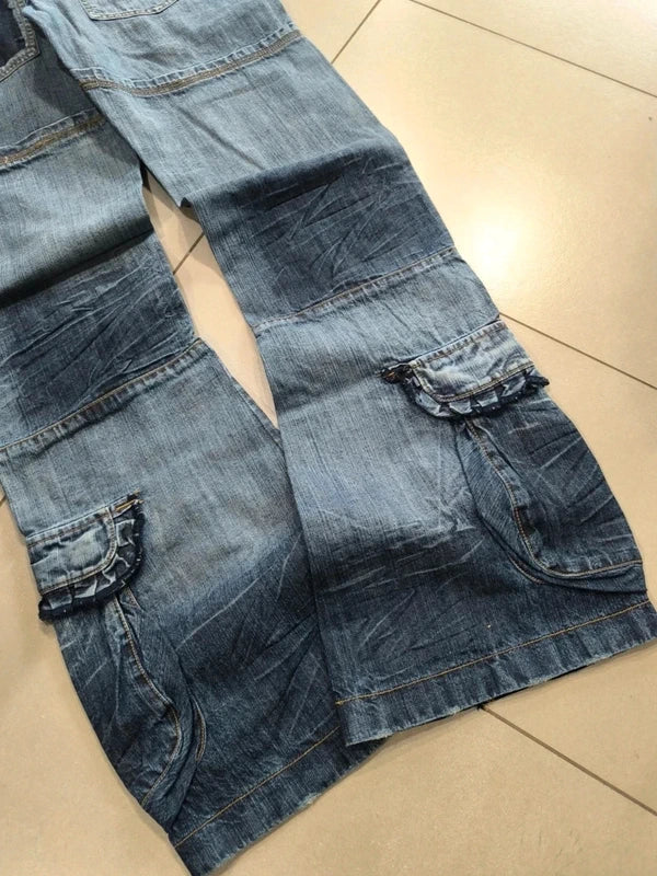 Denim Cargo Washed Low Waist Vintage Y2K baggy Fit 90s 2000s (S)