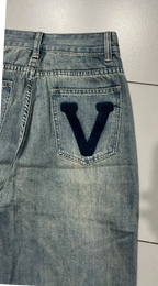 Denim Jeans Baggy Fit Embroidered "V" Blu wash (XS)