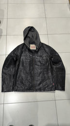 Giacca in pelle con cappuccio Levi Strauss & Co. Vintage Y2K Nera (M) — foto 3