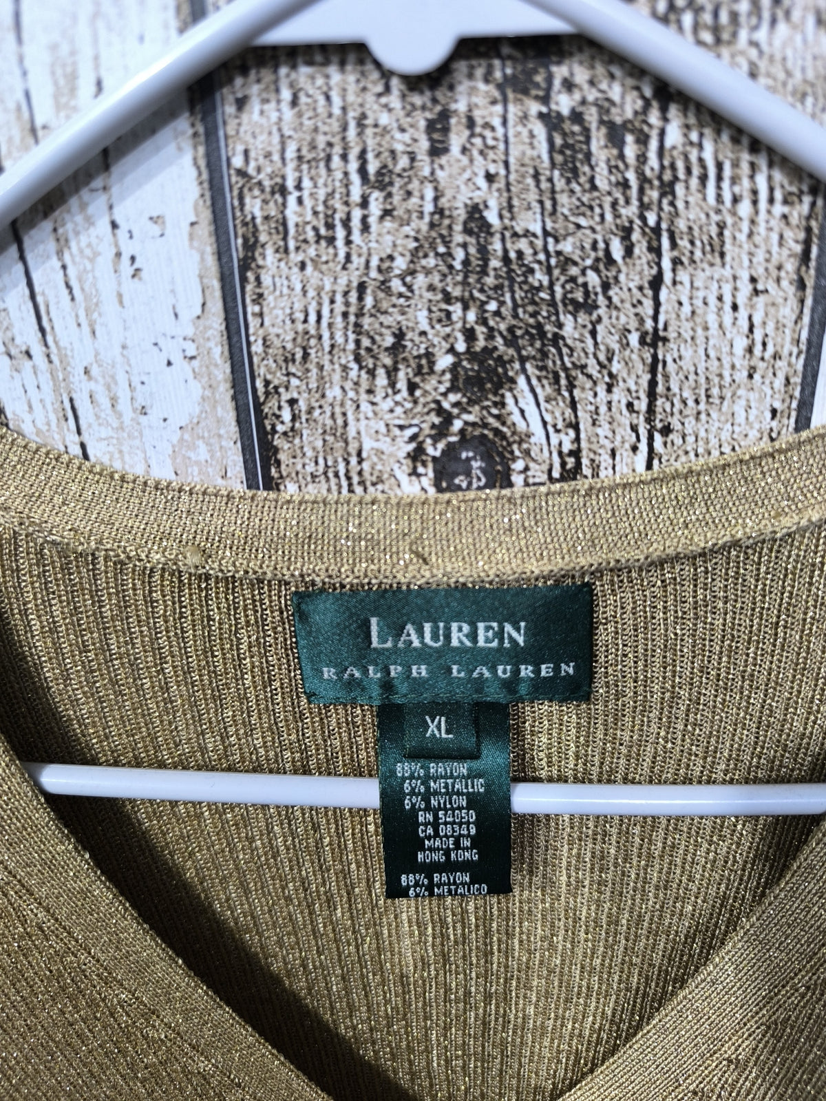 Cardigan Lauren Ralph Lauren Oro Bronzo Metallizzato Vintage Y2K (XL) — foto 4