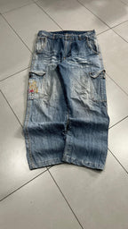 Jeans Cargo Cygress Blu Denim Lavato Tasche Applicate Vintage Y2K (2L) — foto 3