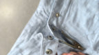 Linen Pants Baggy Fit Light Blue con Zip Vintage Y2K Low Waist - Pantaloni in Lino Super Baggy Vita Bassa