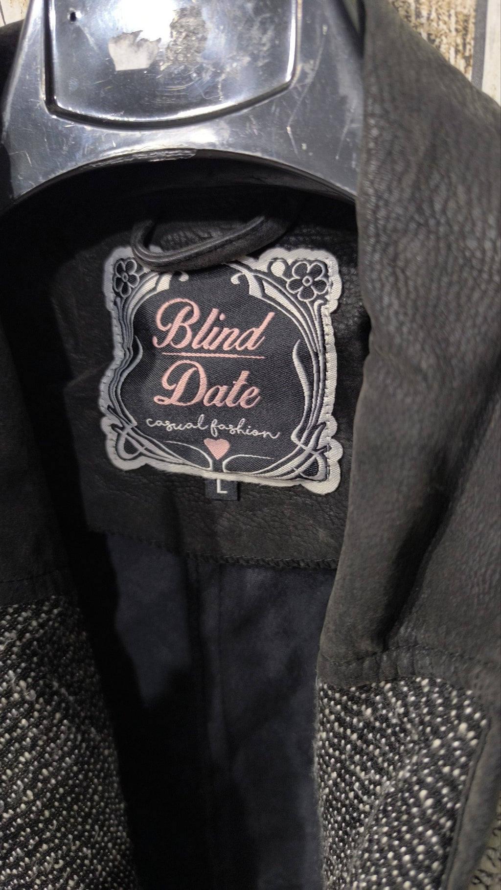 Giacca aperta con revers Blind Date Nero e bianco Vintage Y2K (L) — foto 4