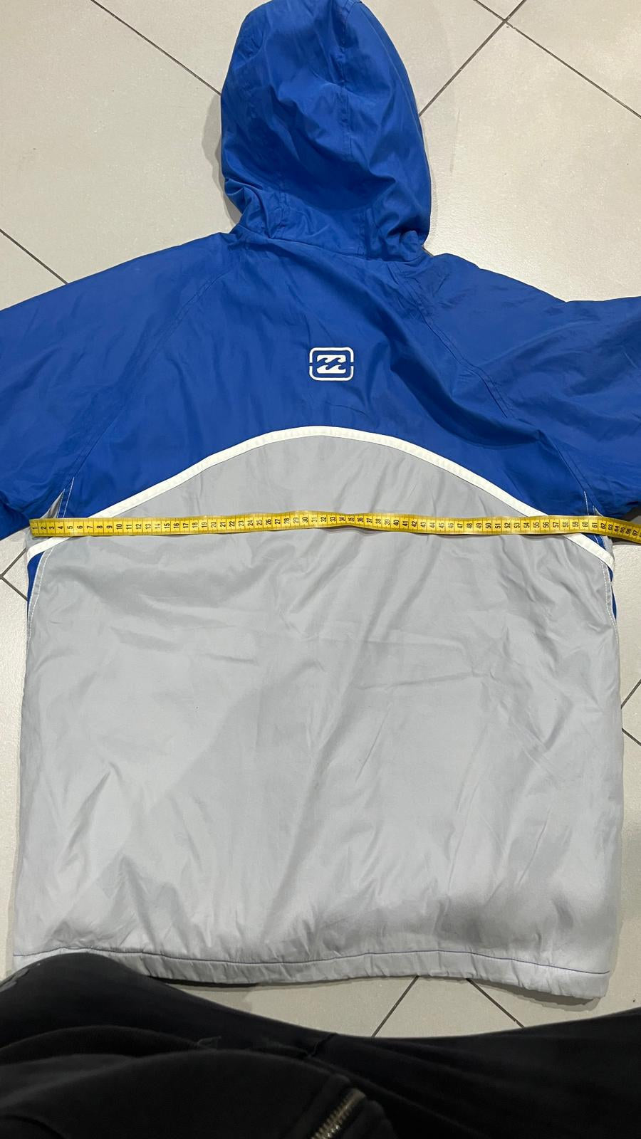 Giacca a vento Billabong Cappuccio Zip Blu Royal Inserti Grigi Bianchi Vintage Y2K (L) — foto 7