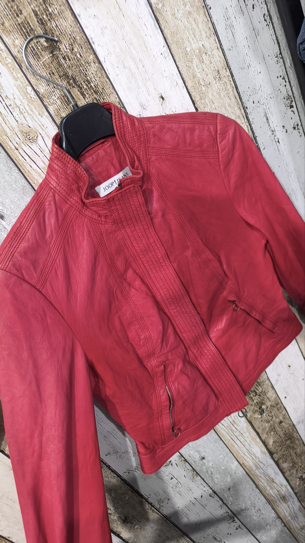 Giacca in similpelle JOOP! JEANS Collo alto Zip Rossa Vintage Y2K (S) — foto 4