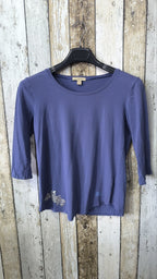 Maglia Burberry Brit Vintage Y2K Blu Manica 3/4 Decoro Floreale (S) — foto 3