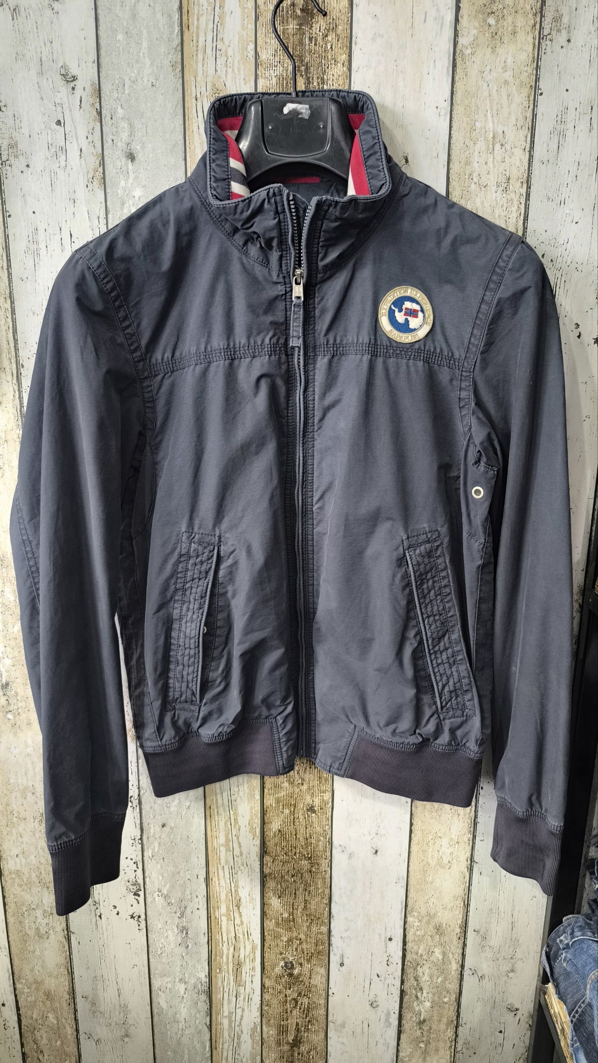 Giacca Napapijri Slim Fit Vintage Y2K Blu Zip Collo Righe (S) — foto 3