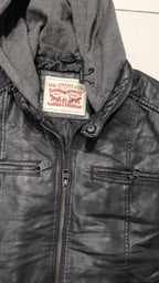 Giacca in pelle con cappuccio Levi Strauss & Co. Vintage Y2K Nera (M) — foto 5