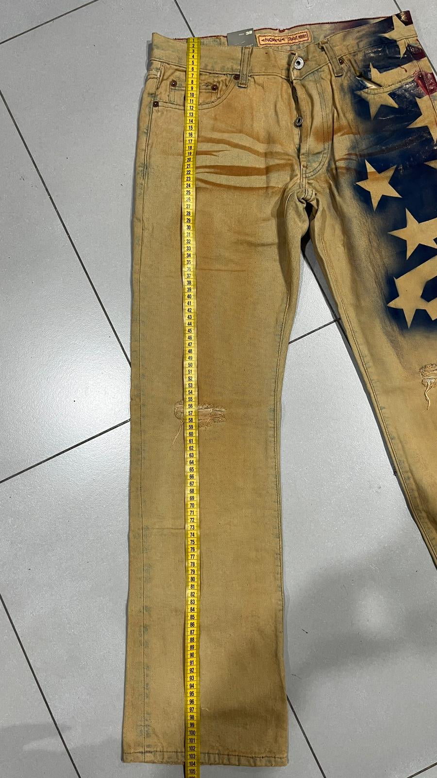 Jeans Straight Energie Straight Morris Beige Vintage Y2K (W32) — foto 3