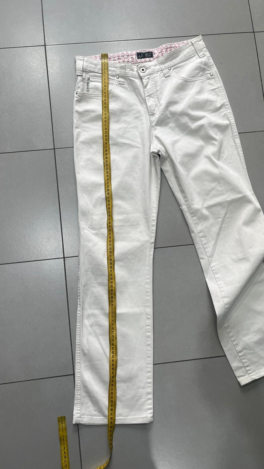 Jeans 5 Tasche Armani Jeans Gamba Dritta Bianco Vintage Y2K (M) — foto 8