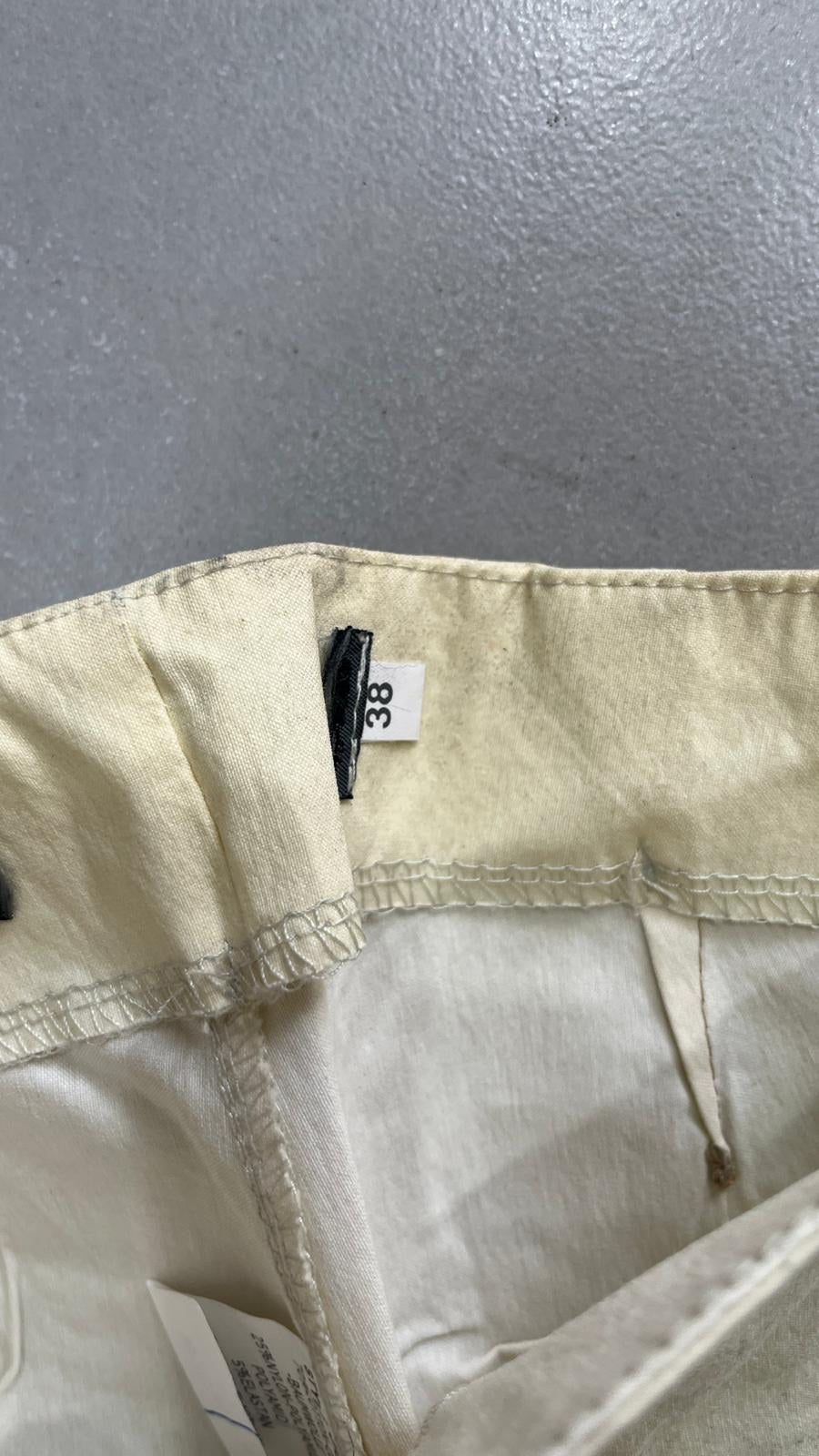 Pantaloni Gamba Dritta Leggermente Ampia Crema Chiaro Vintage Y2K (38) — foto 5
