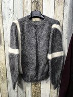 Cardigan Valentino Bande Bianche Grigio Mélange Vintage Y2K (S) — foto 3