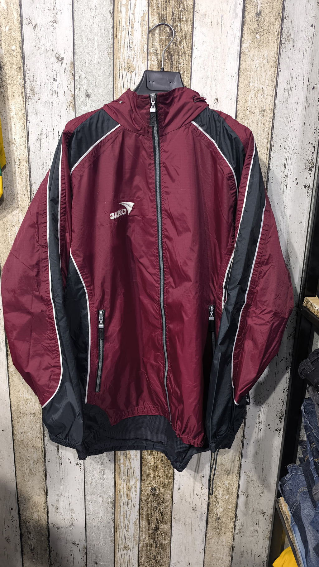 Track Jacket JAKO Full Zip Bordeaux Nero Bianco Vintage Y2K (L) — foto 3