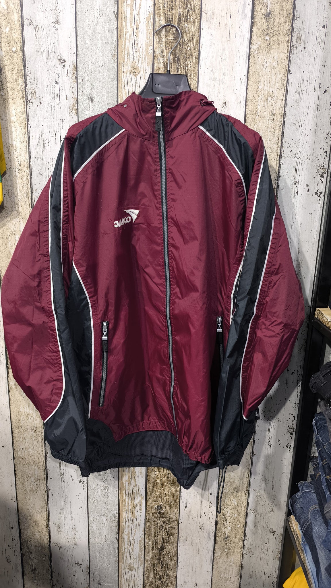 Track Jacket JAKO Full Zip Bordeaux Nero Bianco Vintage Y2K (L) — foto 3