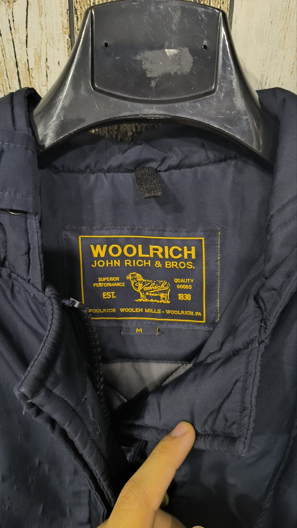 Woolrich Giacca Donna Blu Scuro Cappuccio Bottoni Cerniera Vintage Y2K — foto 4