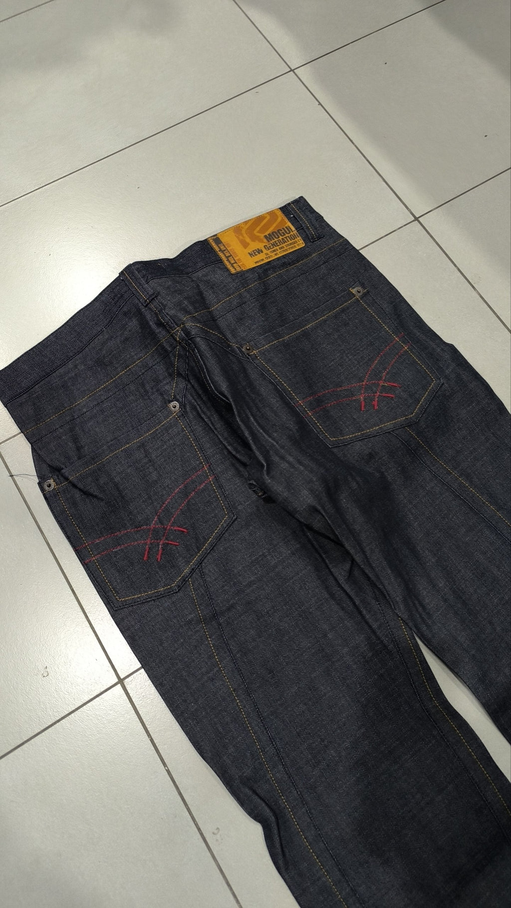 Jeans Mogul gamba larga blu denim scuro Vintage Y2K (L) — foto 4
