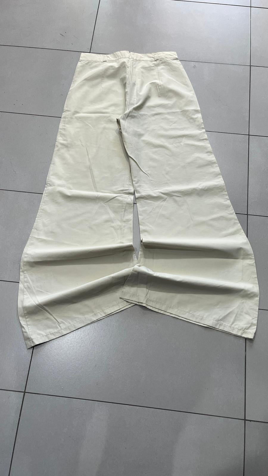 Pantaloni INTERGROUP Gamba Ampia Dritta Avorio Chiaro Vintage Y2K (S) — foto 6