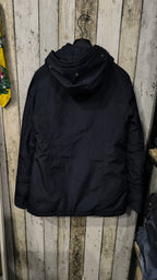 Woolrich Giacca Donna Blu Scuro Cappuccio Bottoni Cerniera Vintage Y2K — foto 6