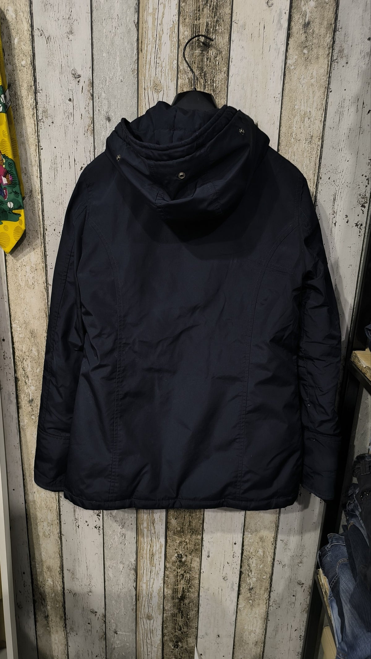 Woolrich Giacca Donna Blu Scuro Cappuccio Bottoni Cerniera Vintage Y2K — foto 6