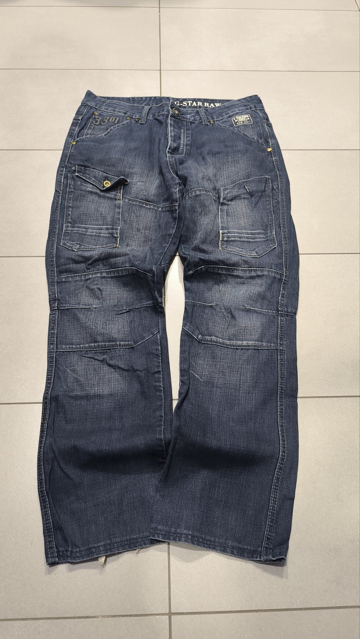 G-Star Jeans Cargo Denim Blu Scuro Vintage Y2K Uomo — foto 5
