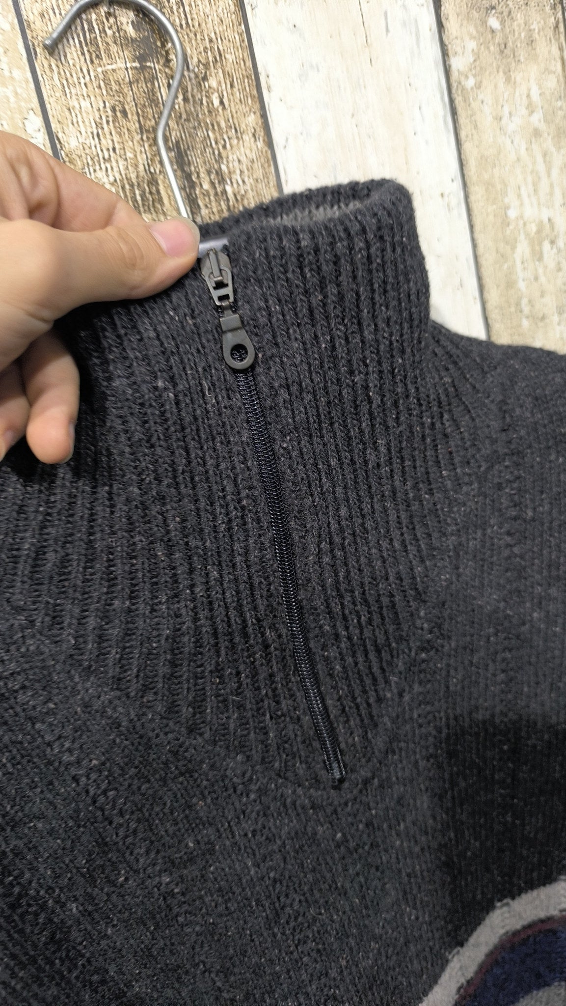 Maglione Quarter Zip Nero Grigio Rigato Vintage Y2K (XL) — foto 5