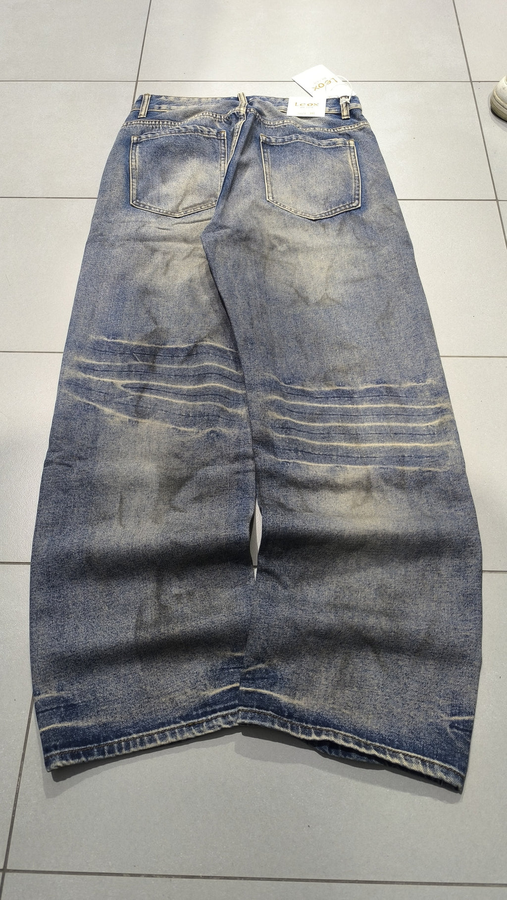 Jeans Leox Gamba Ampia Blu Denim Slavato Vintage Y2K (30) — foto 3