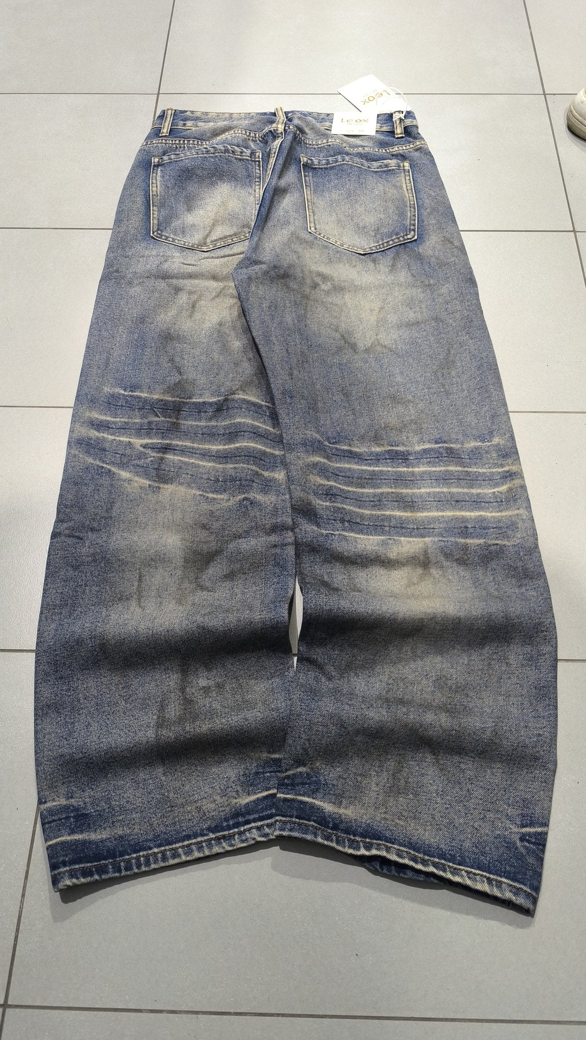 Jeans Leox Gamba Ampia Blu Denim Slavato Vintage Y2K (30) — foto 3