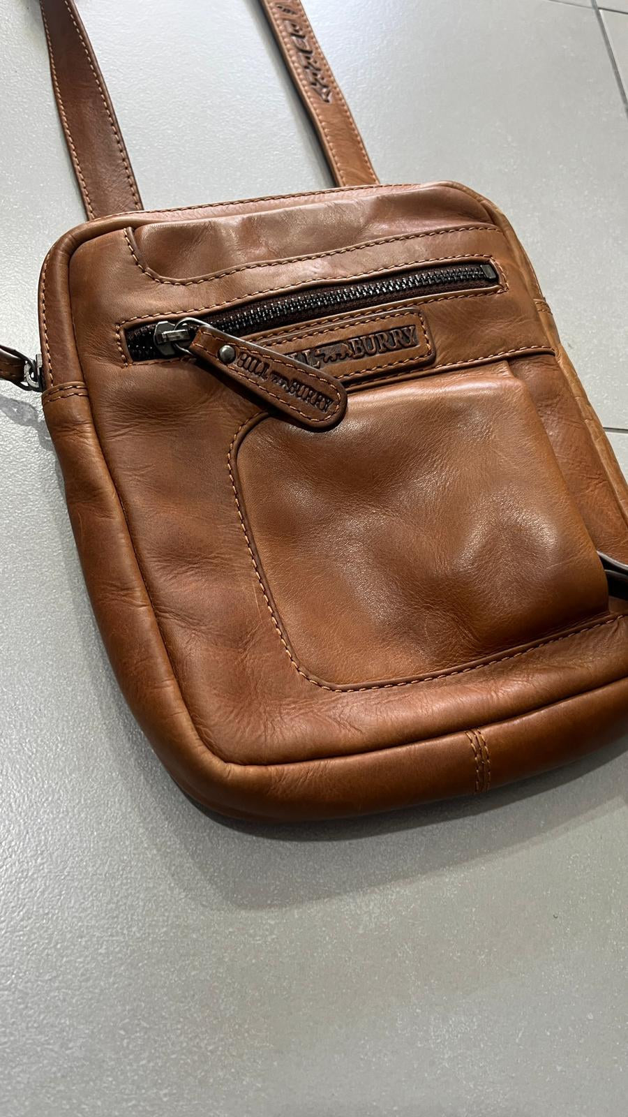 Borsa a tracolla in pelle Hill Burry Marrone Cuoio Vintage Y2K — foto 3