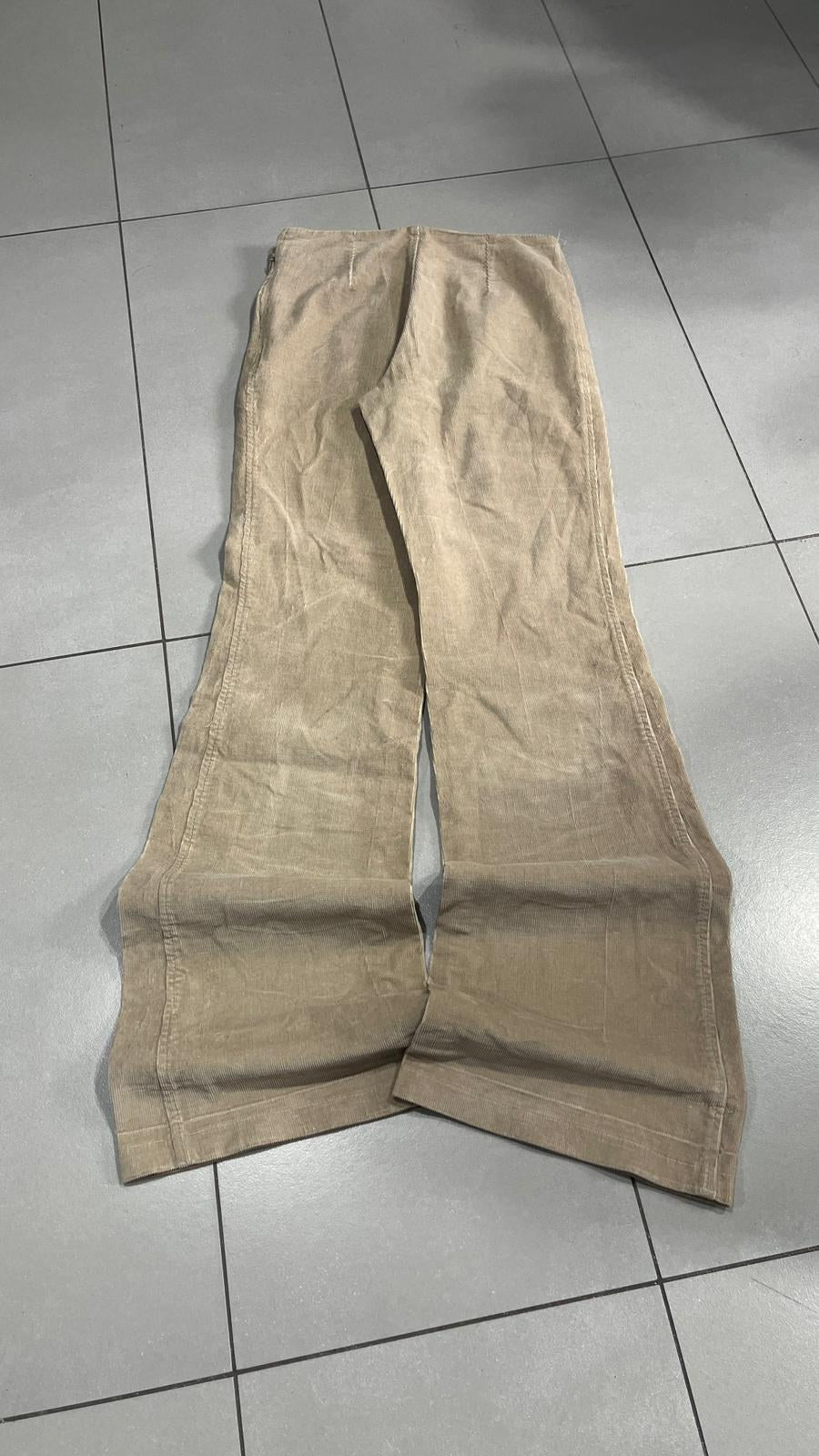 Pantaloni velluto a coste Ramp gamba ampia Beige tortora Vintage Y2K (38) — foto 3