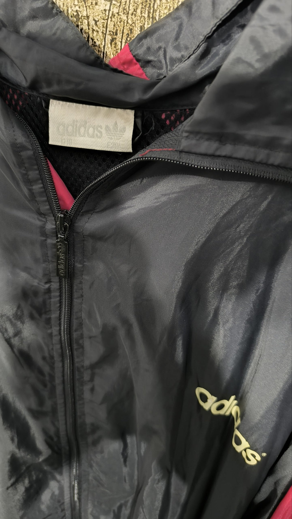Giacca a vento Adidas con cappuccio Nero Bordeaux 3 bande Vintage Y2K (XXL) — foto 5