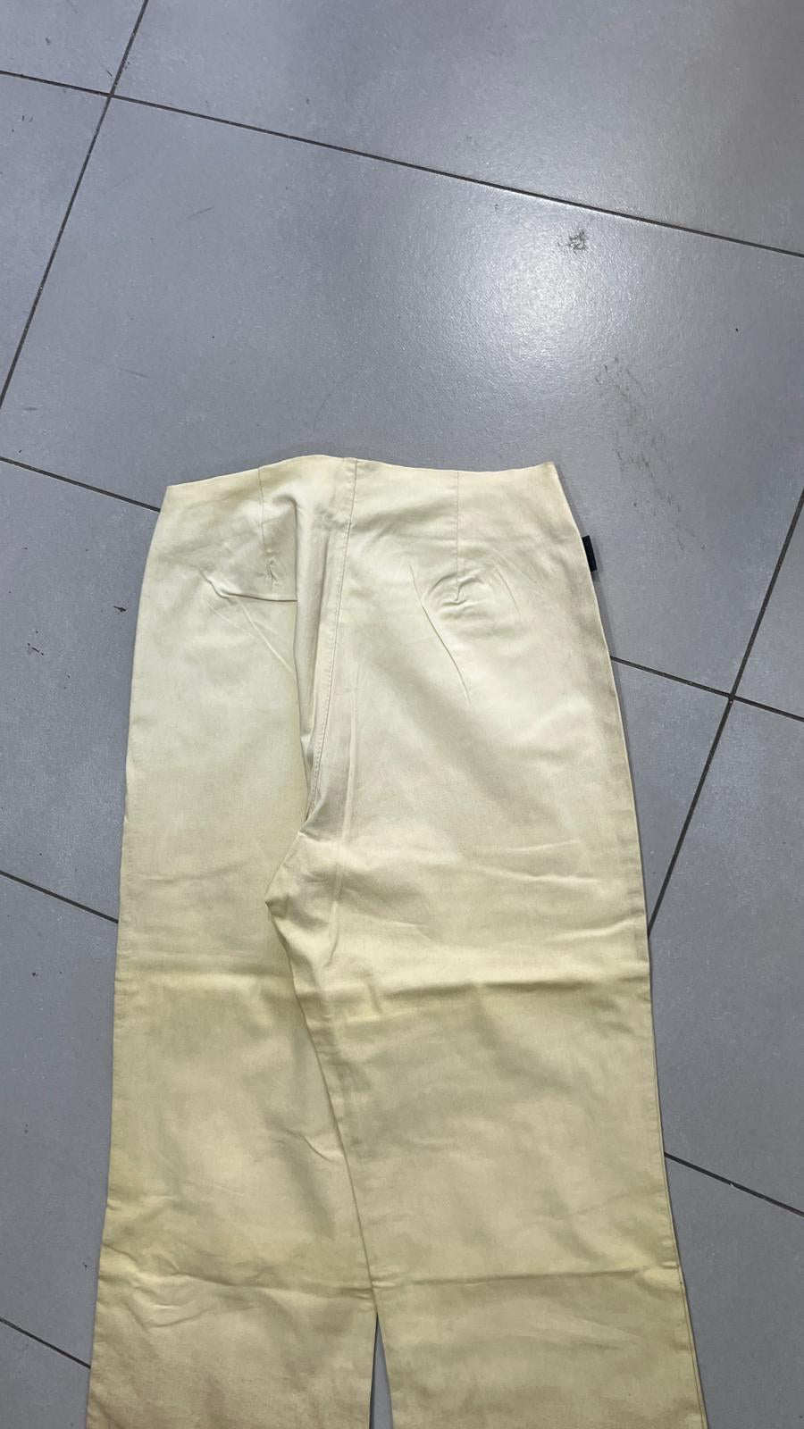 Pantaloni Gamba Dritta Leggermente Ampia Crema Chiaro Vintage Y2K (38) — foto 3