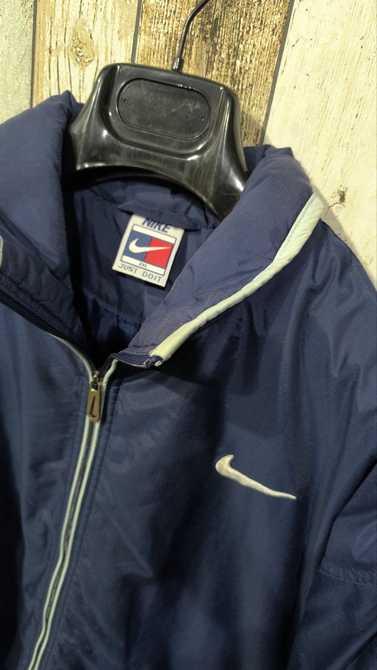 Giacca a vento Nike Zip intera Collo alto Blu navy Vintage Y2K (XXL) — foto 4
