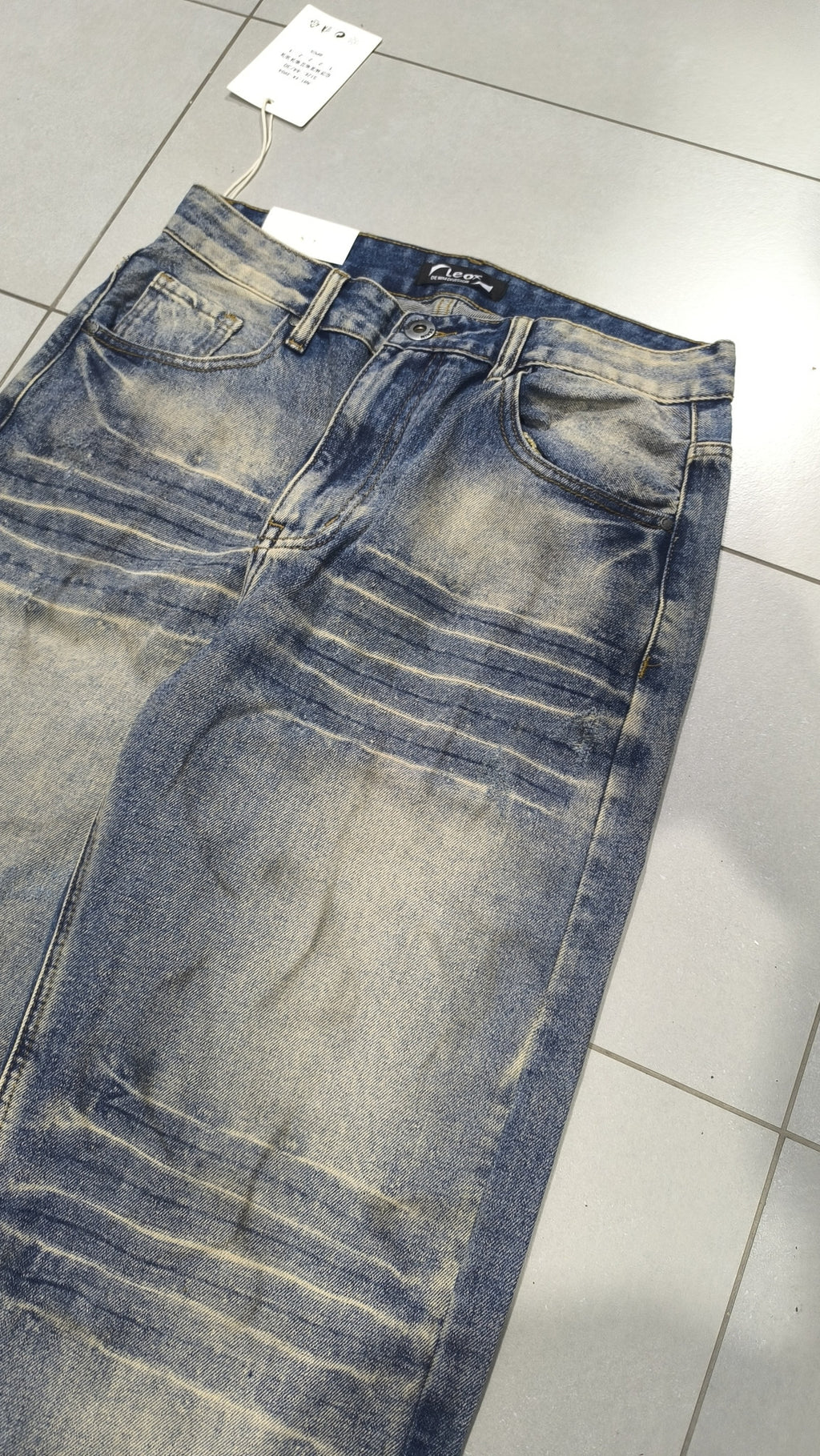 Jeans Leox Gamba Ampia Blu Denim Slavato Vintage Y2K (30) — foto 7