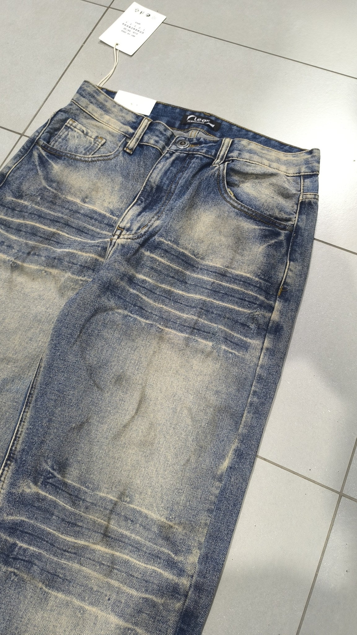 Jeans Leox Gamba Ampia Blu Denim Slavato Vintage Y2K (30) — foto 7