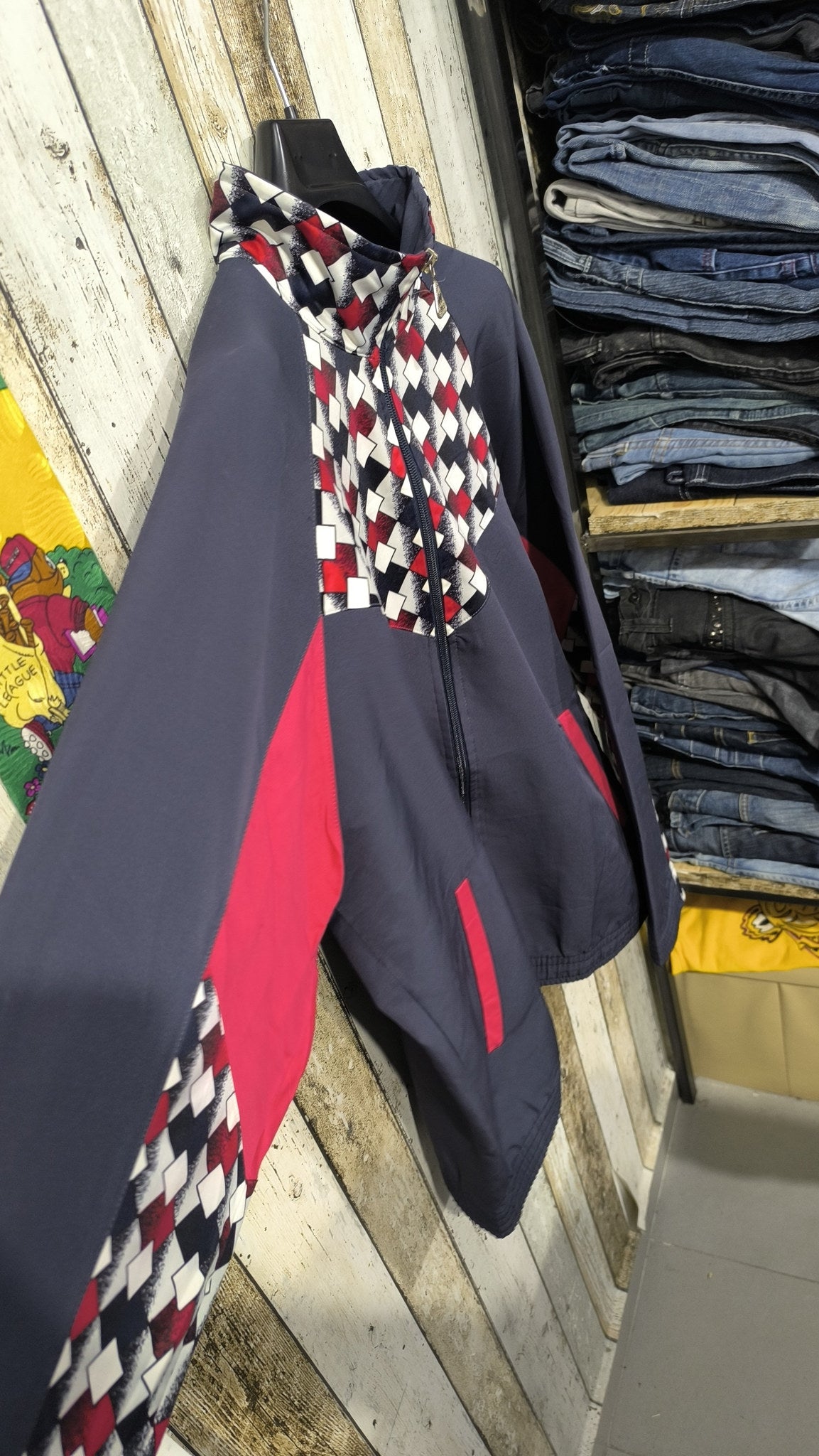 Track Jacket Collo Alto Errea Blu Navy Rosso Bianco Vintage Y2K (L) — foto 4