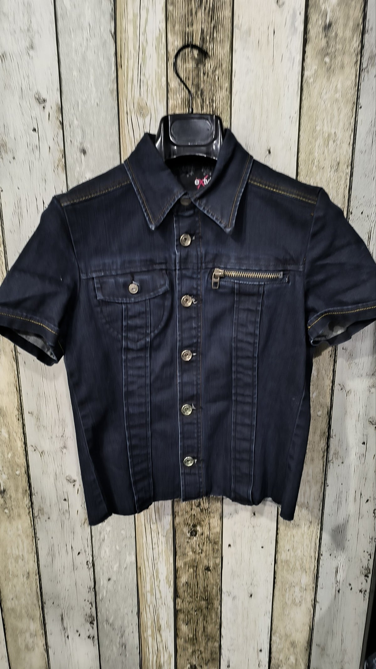 Camicia in denim èxtyle maniche corte Vintage Y2K donna (S) — foto 3