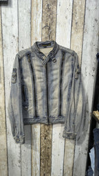 Giacca denim Farfal Lina Ricamo DIVA Blu slavato Vintage Y2K Donna (L) — foto 3