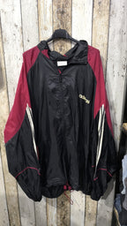 Giacca a vento Adidas con cappuccio Nero Bordeaux 3 bande Vintage Y2K (XXL) — foto 3